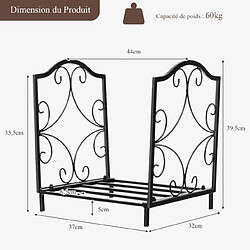 Helloshop26 Porte-bûches en fer forgé avec poignée charge max 60 kg de bois range-bûche pour poêle brasero foyer cheminée 44 x 32 x 39,5 cm 20_0005192