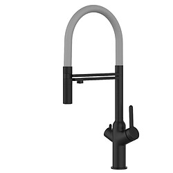 Avis VIZIO Robinet de cuisine 3 Voies noir mat bec gris orientable, douche 2 jets détachable