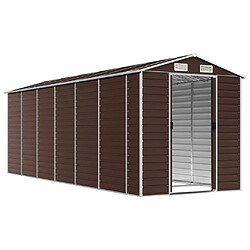 Helloshop26 Abri de jardin cabane cabanon maison de stockage remise extérieur hangar outils robuste 191 x 555 x 198 cm acier galvanisé marron 02_0022273