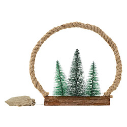 Ecd Germany LED Couronne de jute avec sapins décoration lumineuse de Noël minuterie 30 LEDs