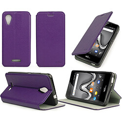 Etui Wiko Lenny 4 violet luxe Ultra Slim Style Cuir avec stand - Housse Folio Flip Cover coque de protection Wiko Lenny4 violette smartphone 2017 / 2018 - Accessoires pochette XEPTIO : Exceptional case !