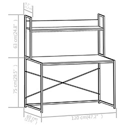 vidaXL Bureau d'ordinateur Blanc et chêne 120 x 60 x 138 cm pas cher