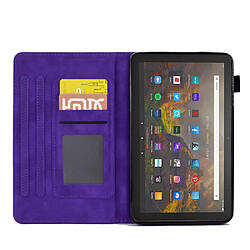 Etui en PU motif en forme de cœur avec support et porte-cartes pour votre Amazon Fire 7 (2015)/(2017)/(2019) - violet