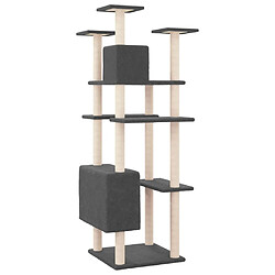 Avis Helloshop26 Arbre à chat meuble tour grimper jouet grattage grattoir escalade plateforme avec griffoirs en sisal foncé 162 cm gris 02_0022676