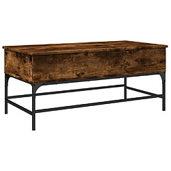 ComfortXL Table Basse Chêne Fumé 100x50x45 Cm Bois D'ingénierie Et Métal