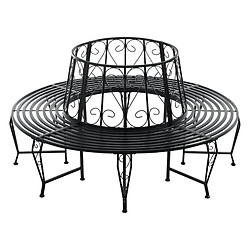 Banc de Jardin Sorrent Rond pour Arbre 160 x 84 cm Acier Noir [en.casa]