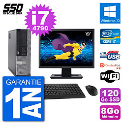 PC Dell 9020 SFF Ecran 19" Intel Core i7-4790 RAM 8Go SSD 120Go Windows 10 Wifi - Occasion