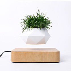 Wewoo Diamant En Plastique Pot De Fleur + Léger Grain Bois Base Lévitation Magnétique Plante Décoration De La Maison