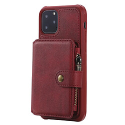 Wewoo Coque Pour iPhone 11 Pro Boucle Zipper Etui de protection antichoc avec support et fentes cartes et portefeuille et lanière et cadres photos Rouge