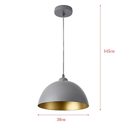 Helloshop26 Lot de 2 lampes à suspension hauteur réglable métal diamètre 30 cm gris doré 03_0005762