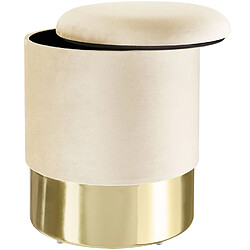 Helloshop26 Tabouret siège pouf avec coffre de rangement aspect velours 36 cm beige 08_0000300