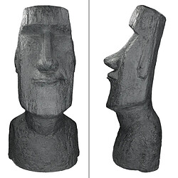 Ecd Germany Statue Île de Pâques Moai Rapa Nui 28x25x56cm sculpture jardin tête anthracite