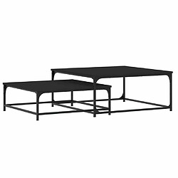 Maison Chic Lot de 2 Tables basses gigognes,Table Console noir bois d'ingénierie -MN46983