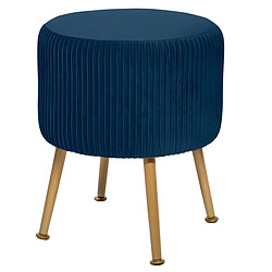 Atmosphera, Createur D'Interieur Tabouret Velours Solaro Bleu - Atmosphera