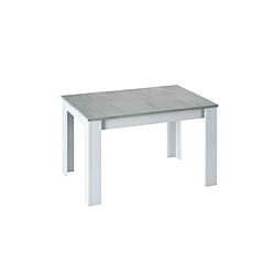 Loungitude Table à manger THEA extensible Table à manger - Extensible - L140-190cm - Design simple - Blanc et béton