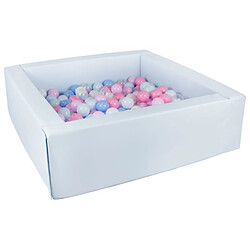 Velinda Piscine à balles carrée avec 200 balles - bleu p/blanc transparent bleu clair rose clair,rose bleu p