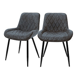 ML-Design Lot de 2 chaises de salle à manger Chaise de salon Chaise de cuisine Anthracite Similicuir PU