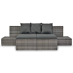 Avis Maison Chic Salon de jardin 4 pcs + coussins - Mobilier/Meubles de jardin - Table et chaises d'extérieur Résine tressée Gris -MN29706