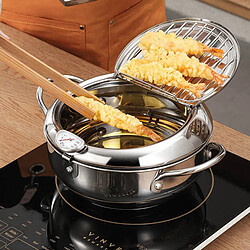 Universal 1 cuisinière Poêle à friteuse chaude Poêle à friteuse à température contrôlée Outil de cuisson en acier inoxydable(Argent)