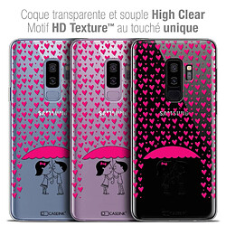 Caseink Coque Housse Etui Samsung Galaxy S9+ (6.2 ) [Crystal Gel HD Collection Love Saint Valentin Design Pluie d'Amour - Souple - Ultra Fin - Imprimé en France]