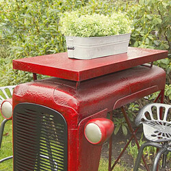 L'Héritier Du Temps Table Tracteur Rouge Console Bar Modèle Calandre de Tracteur en Acier 67x100x104cm pas cher