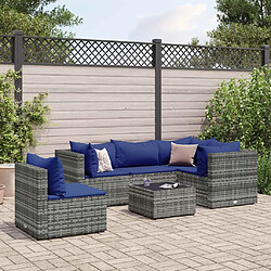 vidaXL Salon de jardin 6 pcs avec coussins Gris Résine tressée