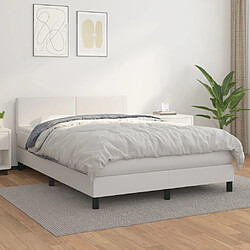 vidaXL Sommier à lattes de lit avec matelas Blanc 140x190cm Similicuir 