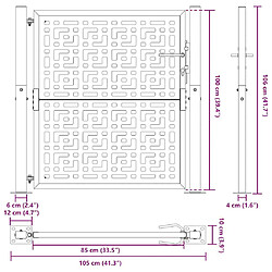 vidaXL Portail de jardin noir 105x105 cm acier conception croisée pas cher