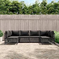 Maison Chic Salon de jardin 6 pcs avec coussins - Table et chaises d'extérieur - Mobilier/Meubles de jardin Moderne anthracite acier -MN54566