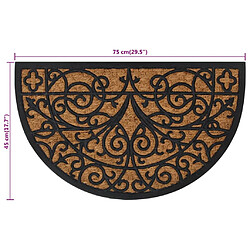 vidaXL Tapis de porte demi-rond 45x75 cm caoutchouc et fibre de coco pas cher