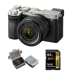 Sony A7C II Kit (28-60mm) Agent Boîtier+Lexar 64GB Professional 2000x UHS-II SDXC Memory Card + Kingma 2000mAh Battery (Sony NP-FZ100)