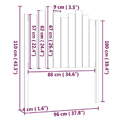 vidaXL Tête de lit Noir 96x4x110 cm Bois massif de pin pas cher