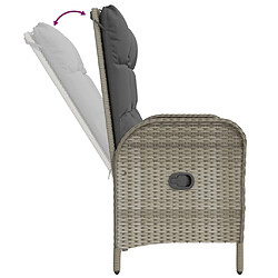 Acheter vidaXL Ensemble à manger jardin et coussins 2 pcs gris rotin