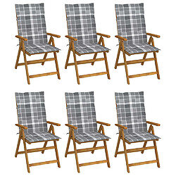 vidaXL Chaises pliables de jardin lot de 6 avec coussins Bois d'acacia