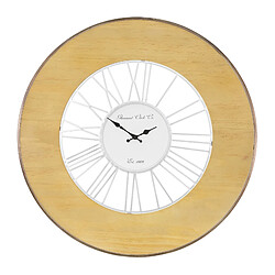 WOMO-DESIGN | Grande Horloge Murale XXL Alfheim Ronde Ø85 cm Blanc-Nature, en Bois-Métal, Style Vintage, Décoration Rétro, Chiffres Romains, Mouvement Silencieux, pour Salon Cuisine Salle à Manger