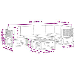 vidaXL Salon de jardin avec coussins 6 pcs bois d'acacia solide pas cher