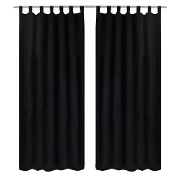 vidaXL 2 pcs Rideau à Passant Micro Satin Noir 140 x 175 cm