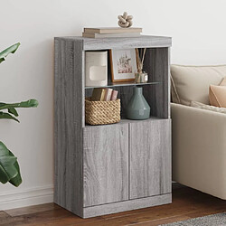 Maison Chic Commode Buffet - Meuble de rangement avec lumières LED sonoma gris 60,5x37x100 cm -GKD35298