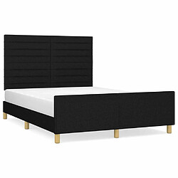 Maison Chic Lit adulte - Cadre Structure de lit avec tête de lit Contemporain Noir 140x200 cm Tissu -MN24438