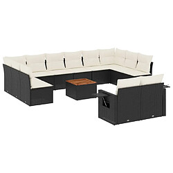 Maison Chic Salon de jardin avec coussins 13 pcs, Ensemble Tables et chaises de jardin, noir résine tressée -GKD714752