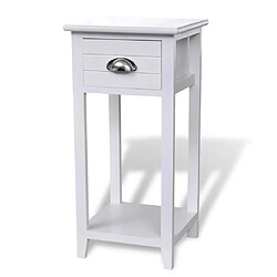 Helloshop26 Table de nuit chevet commode armoire meuble chambre avec 1 tiroir blanc 1402168