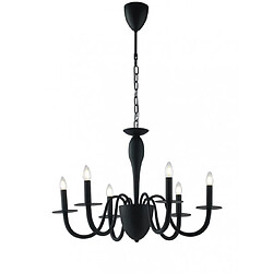 Fan Europe Chandelier sans abats jours Armstrong 6 ampoules Métal Noir