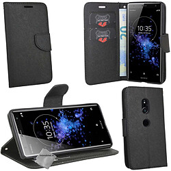 Htdmobiles Housse etui portefeuille pour Sony Xperia XZ2 + film ecran - NOIR / NOIR