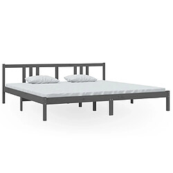 vidaXL Cadre de lit sans matelas bois massif gris 200x200 cm