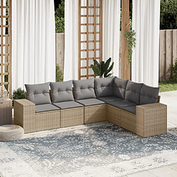 Maison Chic Salon de jardin avec coussins 6 pcs, Ensemble Tables et chaises de jardin, beige résine tressée -GKD281043