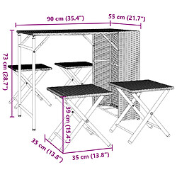 vidaXL Ensemble à manger de jardin 5 pcs pliable noir résine tressée pas cher