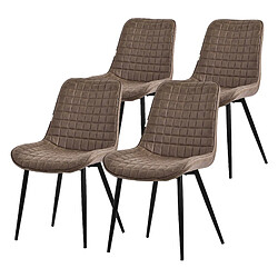 ML-Design Lot de 4 Chaises de Salle à Manger, Marron, Assise en Simili avec Pieds Métalliques Noirs