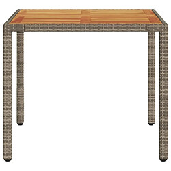 Maison Chic Table de jardin | Table d'extérieur et dessus en bois d'acacia gris résine tressée -GKD33415 pas cher