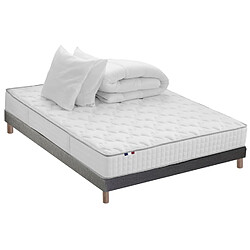 Idliterie Ensemble Matelas 100% latex 5 zones ORIGINEL + Sommier + oreiller + couette - Fabriqué en France