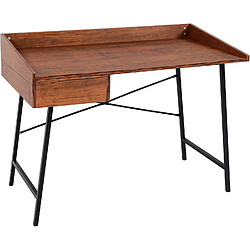 Decoshop26 Bureau table d'ordinateur de bureau avec tiroir de rangement 98x114x60cm MDF marron BUR04108